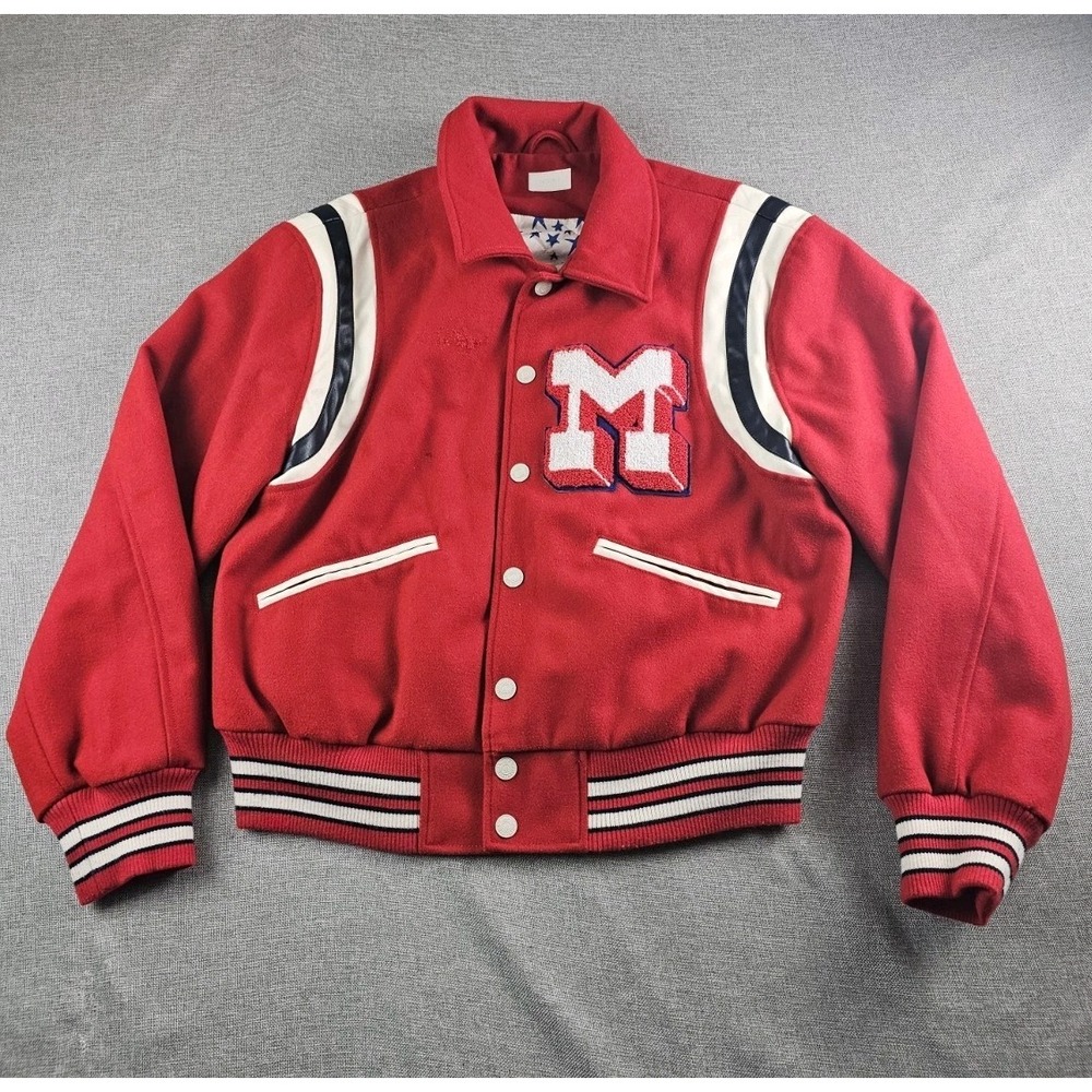 Mother The Team Spirit Varsity Jacket Womens Medium Red Letterman Wool Blend